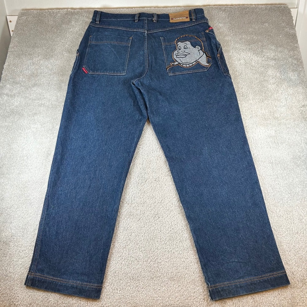 Vintage Platinum FUBU Fat Albert Jeans Mens W40 Baggy Wide Leg Embroidered 90s